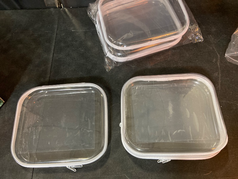 Photo 1 of Aimery 2 Pack Clear Hard Shell Zipper Case Large, Clear Plastic Zip Pencil Case Hard Shell, Portable Storage Zipper Pouch For Snacks Toy Cosmetics Toiletries