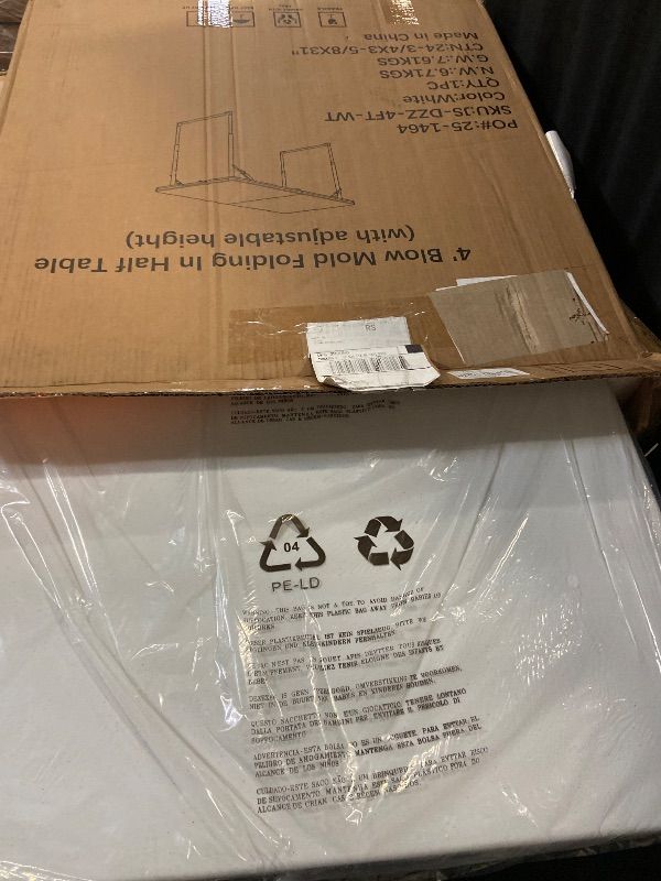 Photo 1 of Folding Table, 4FT Foldable Picnic Table with Adjustable Height, Heavy Duty Fold-in-Half Portable Table for Weddings, Camping, RV Travel, Parties, BBQs, and Indoor Use, Easy to Fold and Store