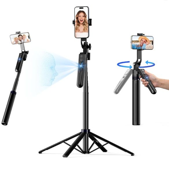Photo 1 of  Auto Face Tracking Tripod for iPhone, 360° Rotation Phone Tripod with Wireless Remote and Phone Holder, Selfie Stick for Android, Applied to YouTube, Tiktok, Facetime