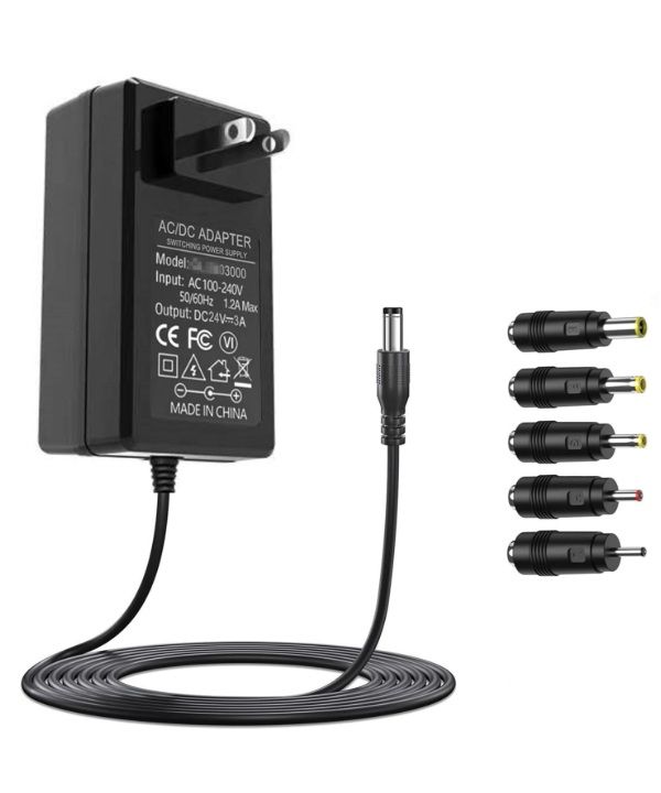 Photo 1 of 24V AC adapter 3A all compatible DC24V power supply with 5 changeable plug tips AC to DC 24Volts 3 Amps power adapter 24v converter inverter transformer charger replacement