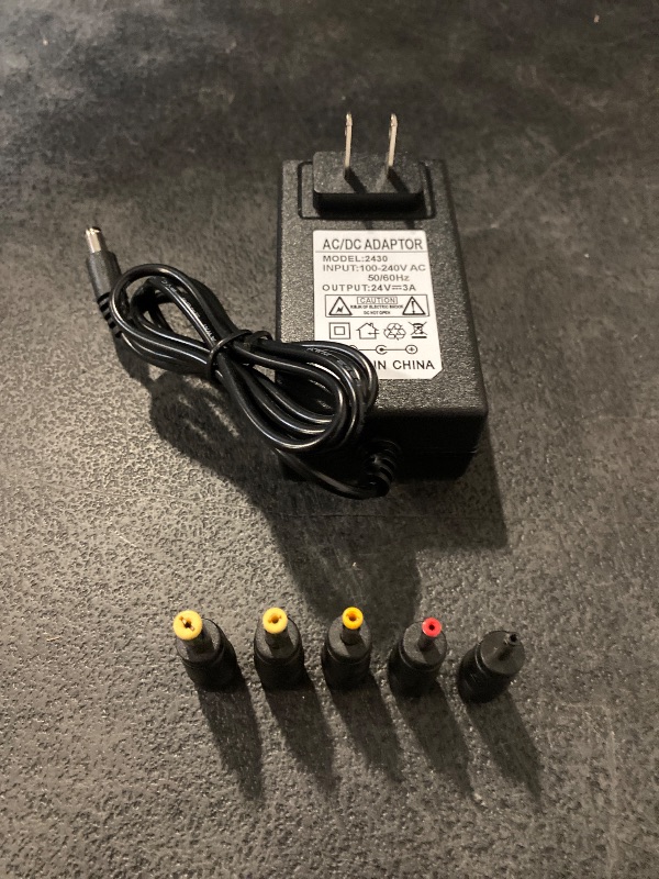 Photo 1 of 24V AC adapter 3A all compatible DC24V power supply with 5 changeable plug tips AC to DC 24Volts 3 Amps power adapter 24v converter inverter transformer charger replacement