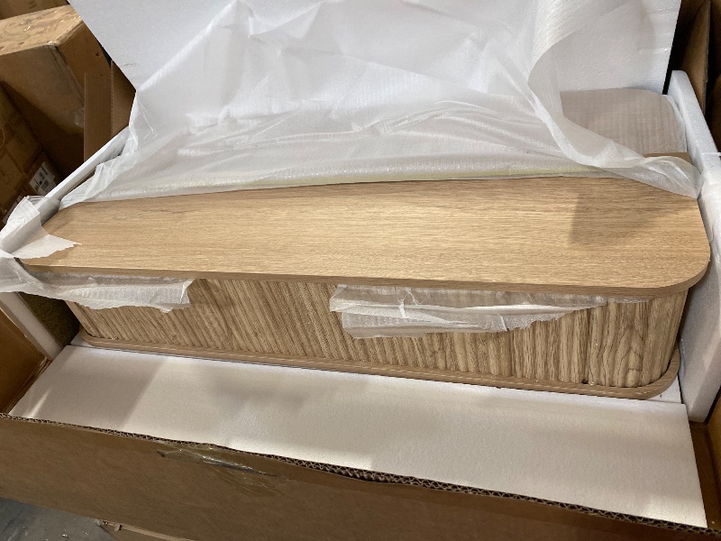 Photo 1 of Fluted Lift Top Coffee Table with Storage, Modern Wood Coffee Table Retro Center Table with Hidden Lifting Table Top Compartment for Living Room, Home, Office, Natural
