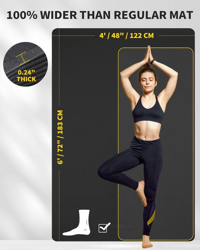 Photo 1 of CAMBIVO Large Yoga Mat (6'x 4'), Extra Wide Workout Mat for Men and Women, 0.24''/0.32''/0.4''/0.48'' Thick Exercise Fitness TPE Mat for Home Gym, Yoga, Pilates, Workout (Barefoot Exercise)