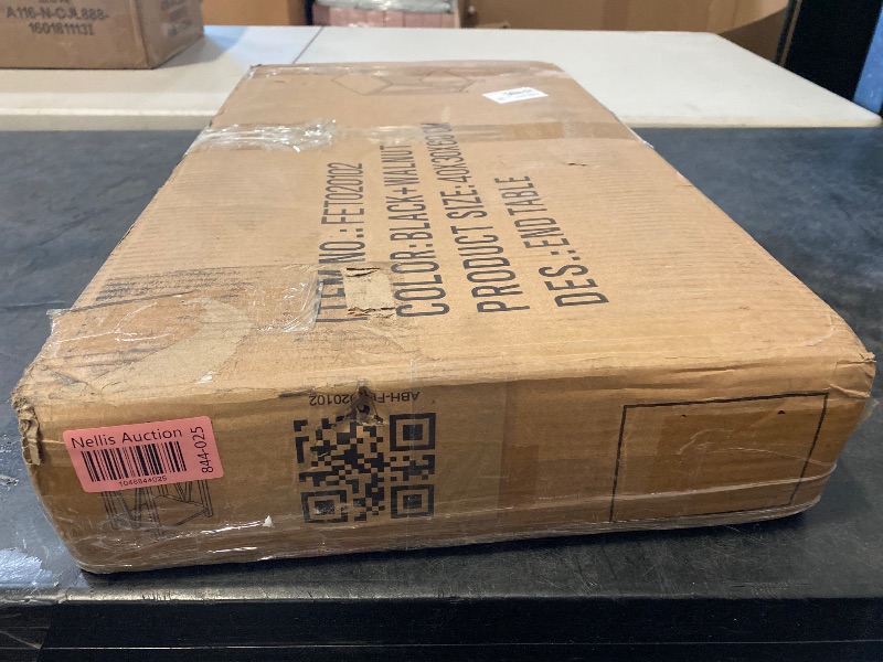 Photo 1 of FOLUBAN Small End Table, Rustic Wood and Metal Side Table with Storage, Modern Night Stand for Living Room Bedroom Office, Walnut