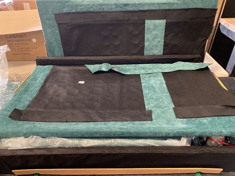 Photo 1 of  Chenille 3 Seats Sofa with 2 Pillows, Modern Upholstered Sofa with Deeper Seats, Comfy Sofa with Thickened Cushions for Living Room, Apartment, Teal
