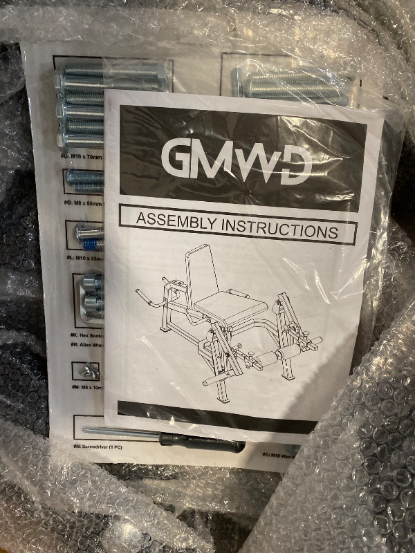 Photo 1 of GMWD Leg Extension and Curl Machine, Single Leg Extension, Lying Leg Curl, Standing Leg Curl, Adjustable Leg Exercise Bench with Plate Loaded, Leg Machine Home Gym, Red
