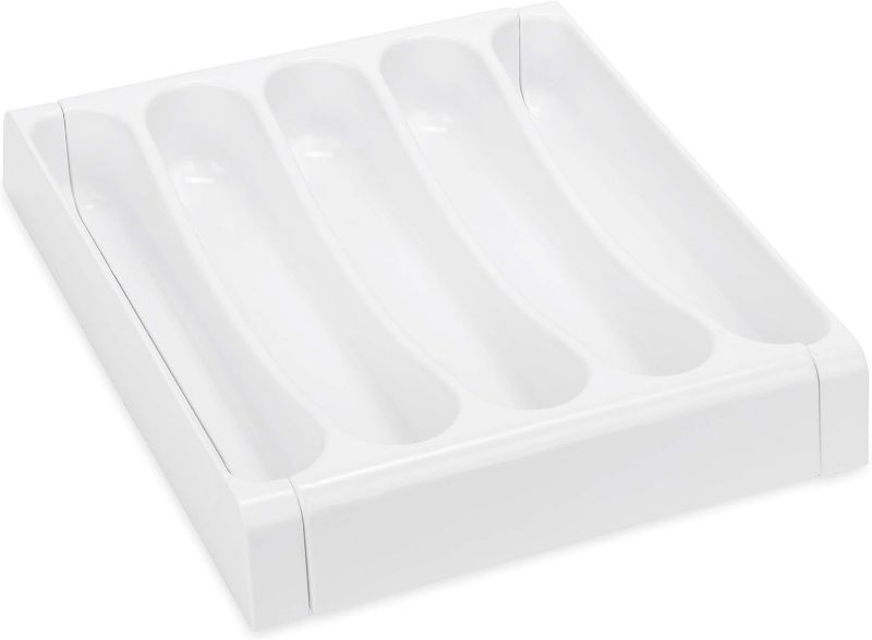 Photo 1 of Camco Adjustable Cutlery Tray - Designed for RV and Compact Kitchen Drawers, Adjusts Between 9" and 13" for an Easy Custom Fit -White (43503)
