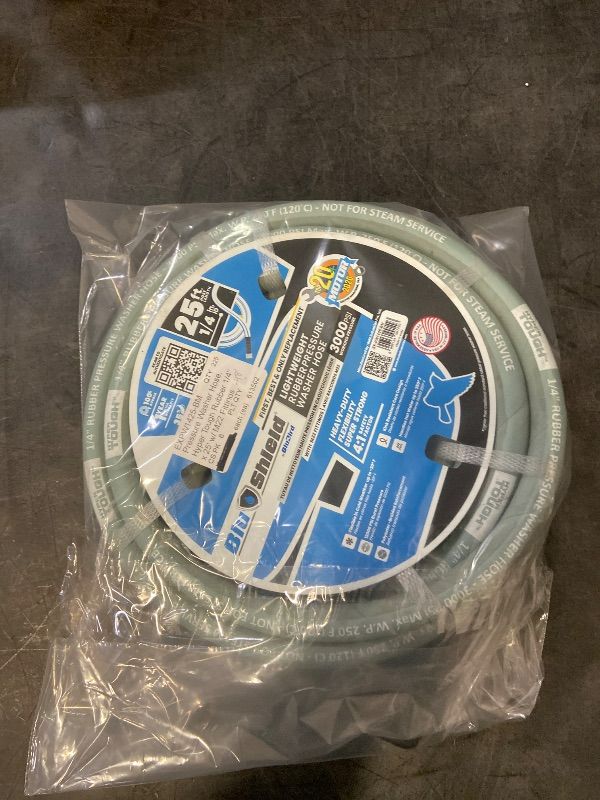 Photo 1 of 1/4 in. x 25 ft. 3000 PSI Rubber Pressure Washer Hose, Non-Marking with M22 Fittings