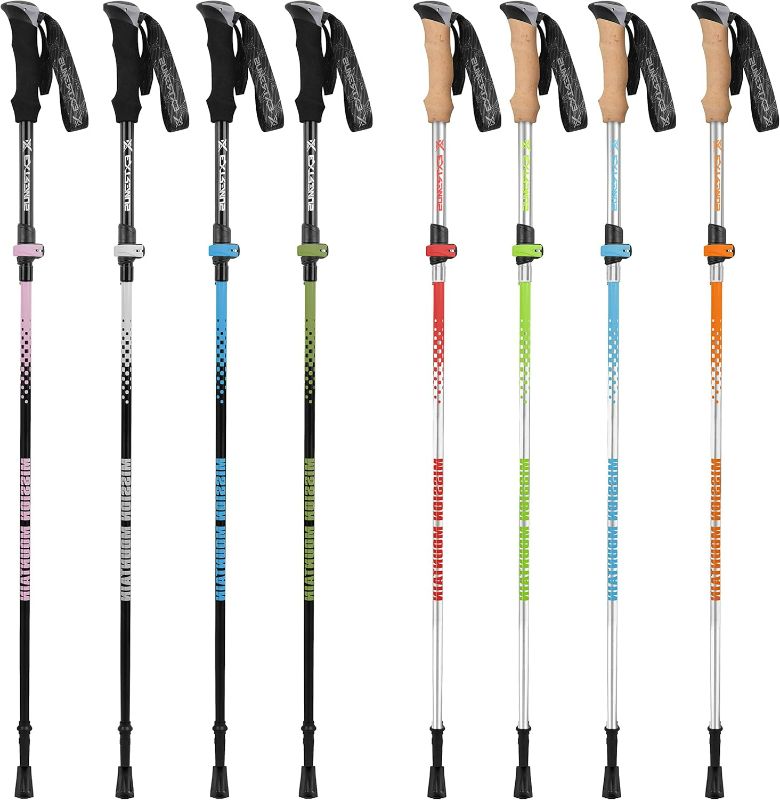 Photo 1 of (Pink) Extremus Collapsible Trekking Pole for Hiking, Lightweight Hiking Poles, 1-pc Pack Durable Aluminum Adjustable Walking Sticks with Quick Lock System for Camping, Travel, Seniors, Men, Women