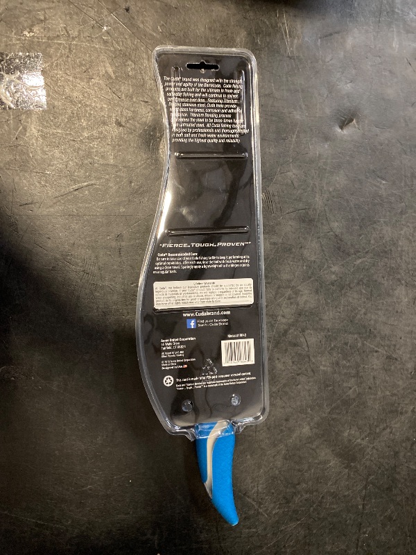 Photo 1 of CUDA 10" Butcher Saltwater Wide Blade Oversized Backbone Titanium Bonded Corrosion Resistant Stainless Steel Fish Knife with Non-Slip Scale Pattern Grip, Blue