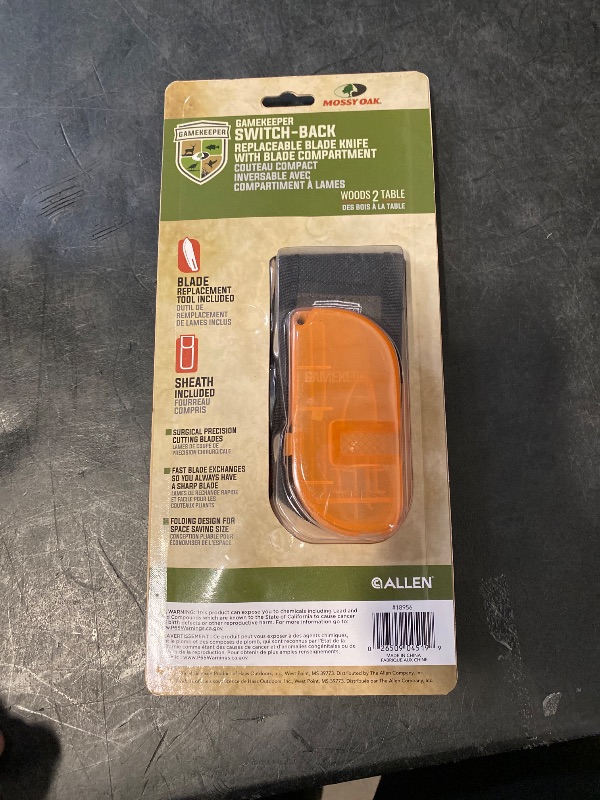 Photo 1 of Allen Gamekeepers Hunting Knife, Switchback Folding Knife with Blade mpartment by Allen, Blades Replaceable, 3 Blades luded, Blade Replacement Tool luded, Sheath luded, Orange/Black, One Size
