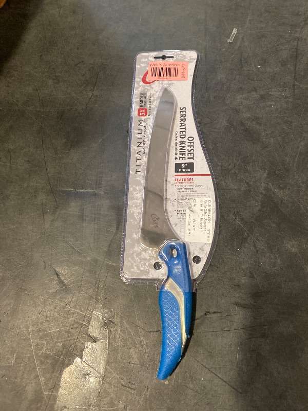 Photo 1 of CUDA 9" Fillet Knife Offset Serrated Titanium Bonded Corrosion Resistant Stainless Steel Blade Fish Knife with Oversized Backbone & Non-Slip Scale Pattern Grip For Saltwater Use