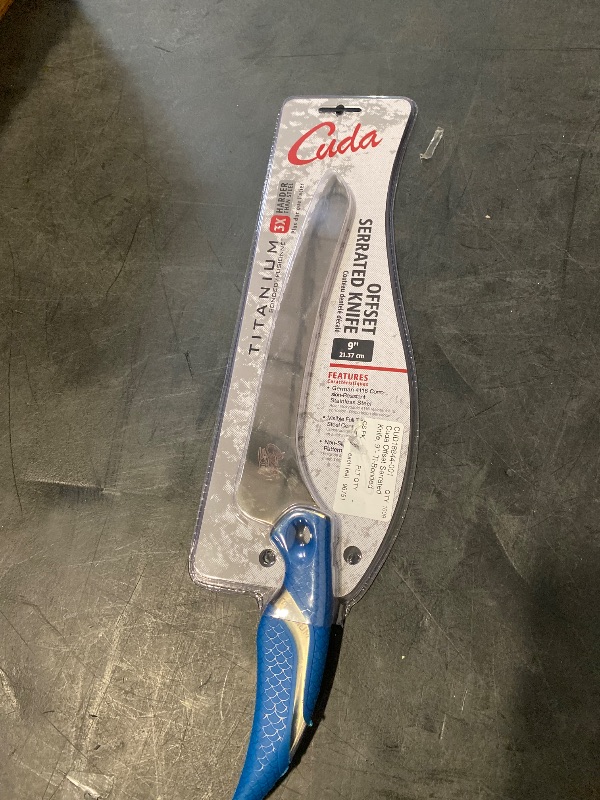 Photo 1 of CUDA 9" Fillet Knife Offset Serrated Titanium Bonded Corrosion Resistant Stainless Steel Blade Fish Knife with Oversized Backbone & Non-Slip Scale Pattern Grip For Saltwater Use