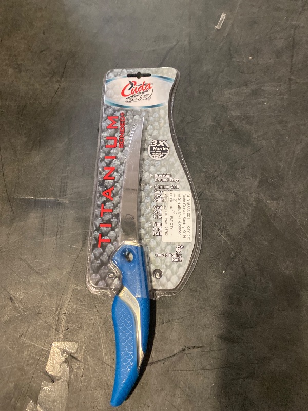 Photo 1 of CUDA 6" Fillet Knife Curved Boning 18833 Titanium Bonded Corrosion Resistant Stainless Steel Blade Fish Knife with Precision Ground Edge & Non-Slip Grip For Freshwater Use