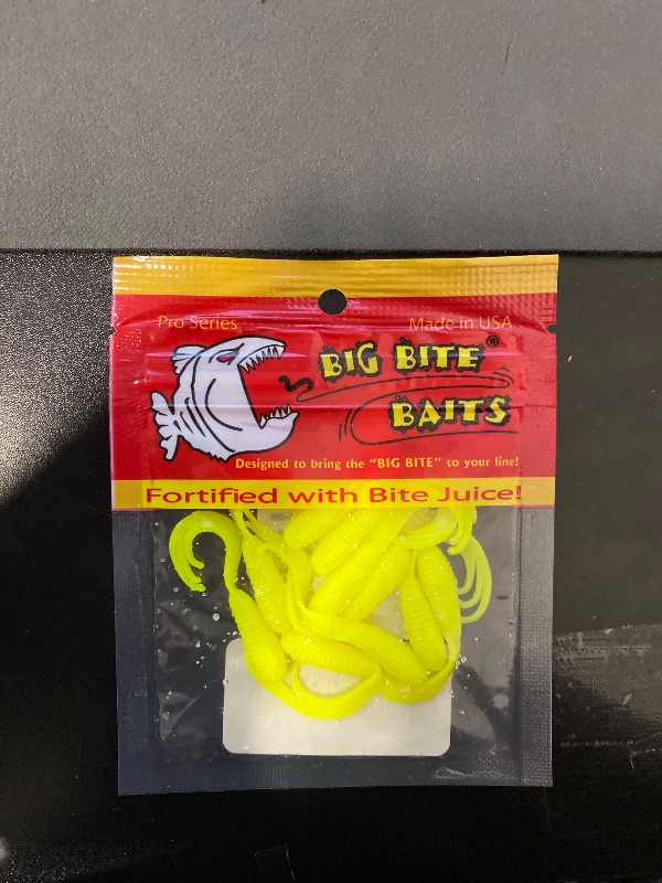 Photo 1 of Big Bite Baits 2" Triple TIP GRUB/Opaque Chartreuse (10 Pack)