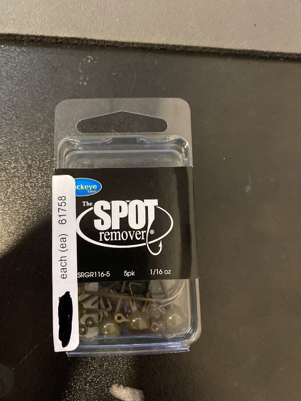 Photo 1 of BUCKEYE LURES Spot Remover Jig Head with Nickel Ultra-Point Hook for Soft Plastic Bass Fishing Baits, 5 Pack, Green Pumpkin, 1/16 oz