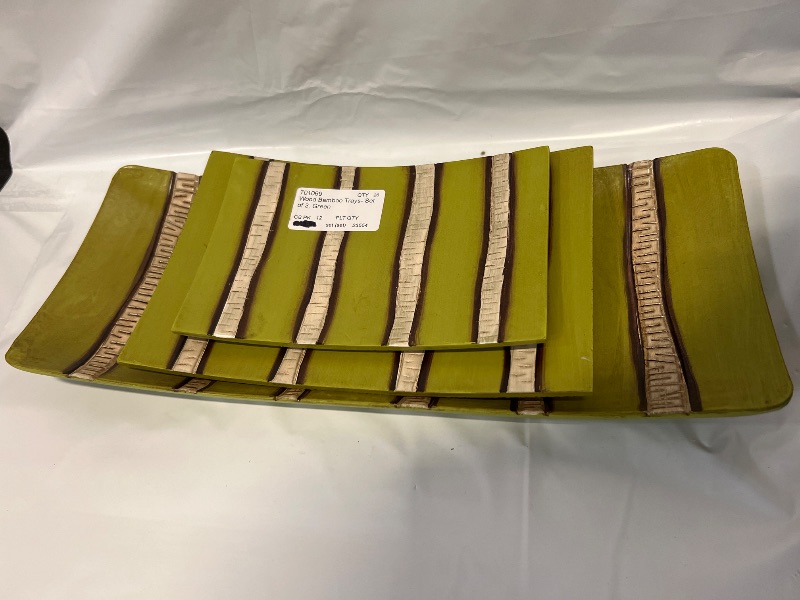 Photo 1 of 3 Pc Bamboo Tray Set