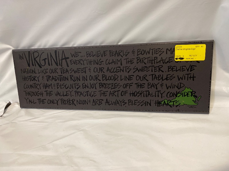 Photo 1 of 18 inch x 6 Inch Define Virginia Sign