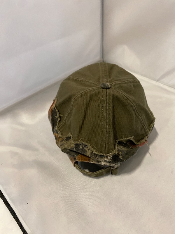 Photo 1 of Dad Hat Adjustable Green Camouflage Baseball Cap Distressed