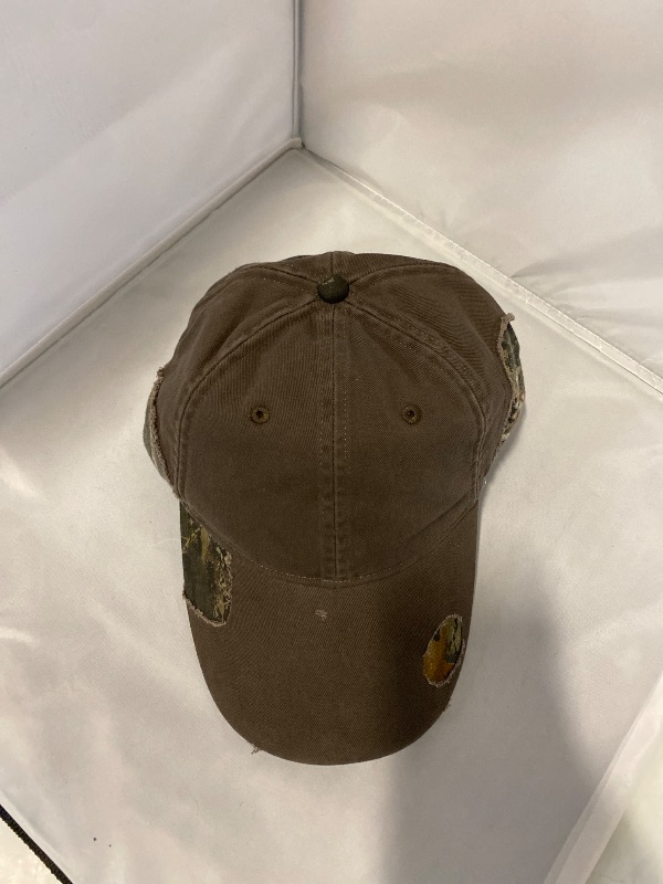 Photo 1 of Dad Hat Adjustable Green Camouflage Baseball Cap Distressed