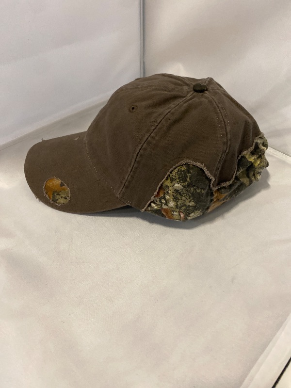 Photo 1 of Dad Hat Adjustable Green Camouflage Baseball Cap Distressed