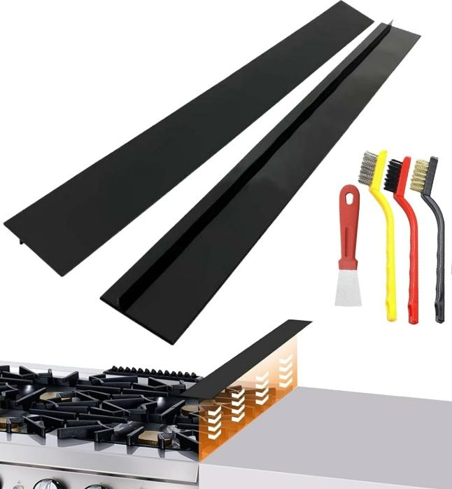 View 1 of 2 Pack Silicone Stove Gap Covers, Heat Resistant Oven Gap Filler for Stove and Counter, Flexible Anti-Slip Stove Side Gap Guards, Easy Clean Kitchen Gap Seal