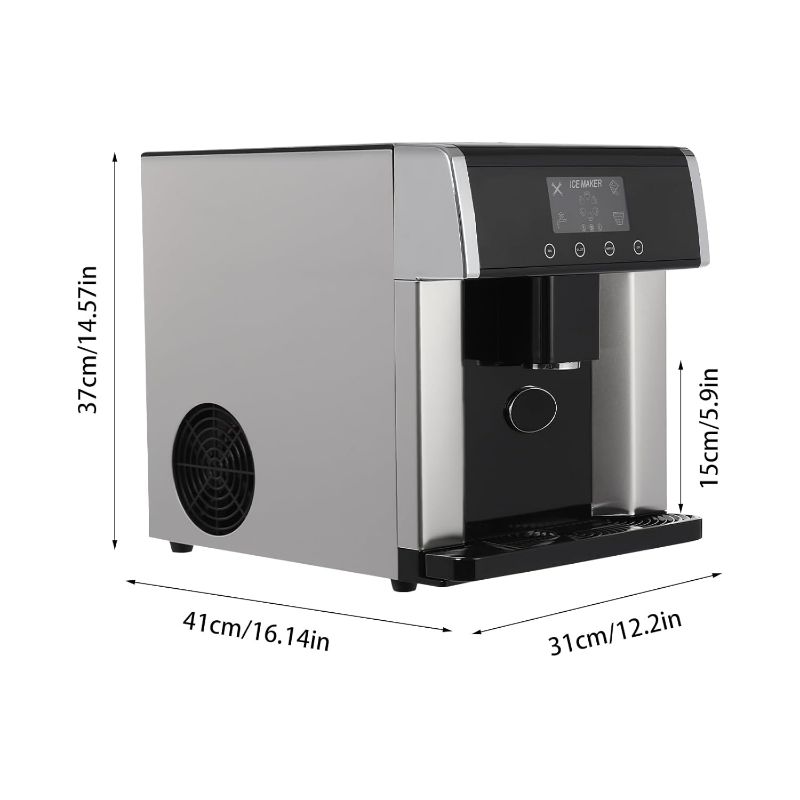 Photo 1 of 2 in 1 Water Dispenser Ice Maker, Countertop Water Cooler Dispenser Built-in Ice Maker with LCD Display and Self-Cleaning, 10Mins Quick Ice Make, 1.3lbs Ice Storage for Home Office
