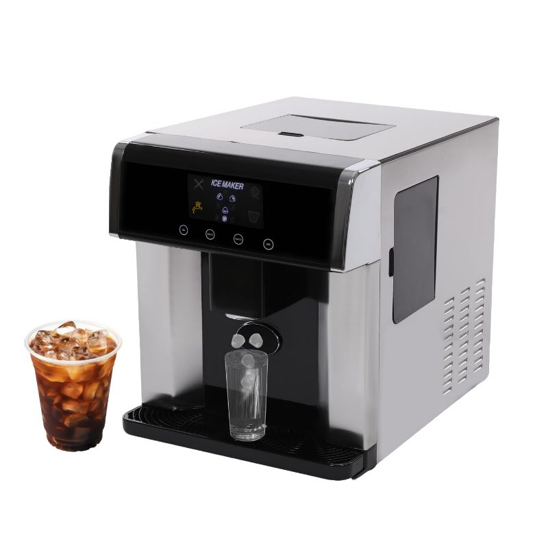 Photo 1 of 2 in 1 Water Dispenser Ice Maker, Countertop Water Cooler Dispenser Built-in Ice Maker with LCD Display and Self-Cleaning, 10Mins Quick Ice Make, 1.3lbs Ice Storage for Home Office
