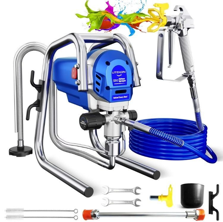 Photo 1 of 1200W Heavy-Duty Airless Paint Sprayer, 3300PSI High Pressure & 1.2L/Min High Flow for Fast Painting, Up to 30% More Coverage with Less Overspray, for Interior/Exterior Walls, Fences, Furniture
