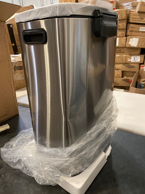 Photo 1 of 13 Gallon Stainless Steel Kitchen Trash Can, 50L, Rectangular, Soft-Close Lid, Fingerproof Finish, Hands-Free Operation, Odor Protection,Silver
