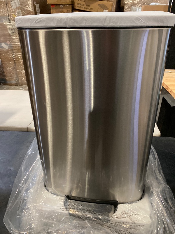 Photo 1 of 13 Gallon Stainless Steel Kitchen Trash Can, 50L, Rectangular, Soft-Close Lid, Fingerproof Finish, Hands-Free Operation, Odor Protection,Silver

