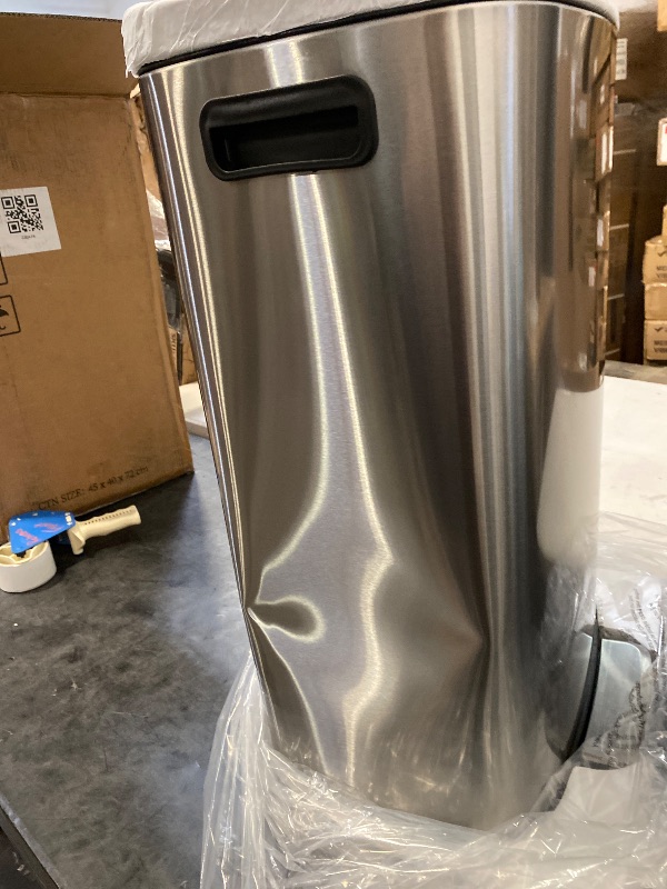 Photo 1 of 13 Gallon Stainless Steel Kitchen Trash Can, 50L, Rectangular, Soft-Close Lid, Fingerproof Finish, Hands-Free Operation, Odor Protection,Silver
