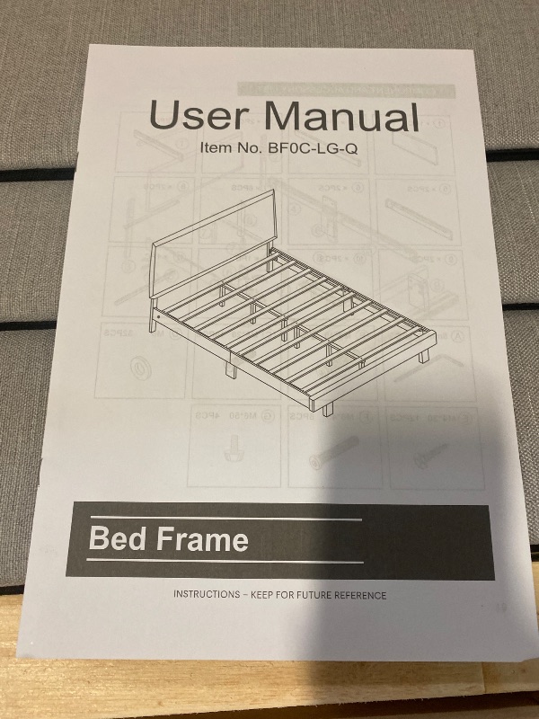 Photo 1 of FLEXISPOT Queen Flange Edge Upholstered Platform Bed Frame & Adjustable Headboard–900 lbs,USB&Type-C Charging Ports,SGS Certified–Soft Padded Frame for Any Bedroom Style, Light Grey.