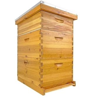 Photo 1 of 10-Frame Langstroth Beehive Kit, 3-Layer Beeswax Coated Bee Hive with 2 Deep and 1 Medium Boxes, Professional Beekeeping Starter Set