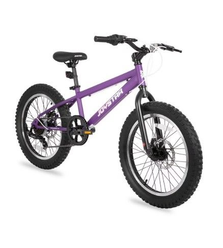 Photo 1 of JOYSTAR 20 Inch Mountain Bike for Kids Ages 7-12 Year Old, 3-Inch Wide Knobby Tires, 7 Speed Shimano Drivetrain, Disc Brakes, Fat Tire Kids Bicycles for Boys Girls