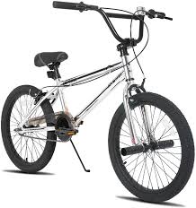 Photo 1 of JOYSTAR Silver 20 Inch BMX Bike for Kids Ages 7 Year and Up, Freestyle Kids' Bicycles for Boys Girls Beginner Level Riders, Dual Hand Brakes, Single Speed Kids Bike, Multiple Colors
