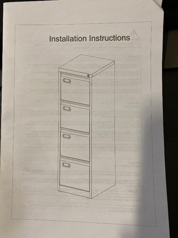 Photo 1 of AUHUP 4 Drawer Metal File Cabinet with Lock, Black Vertical Filing Storage Cabinet for Home Office