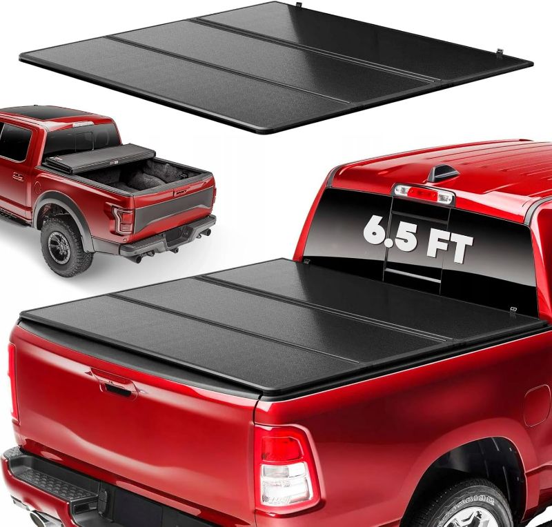 Photo 1 of 6.5 Ft (78") Hard Tri-Fold Truck Bed Tonneau Cover for 2019-2025 Chevy Silverado/Sierra 1500 New Body, Fleetside/Styleside Bed | Without Multi-Flex Tailgate
