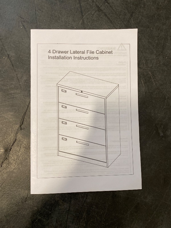 Photo 1 of 3 Drawer Lateral Cabinet Black Metal Cabinet Storage Filing Legal Letter File Folders 15.7"D x 35.4"W x 40.5"H