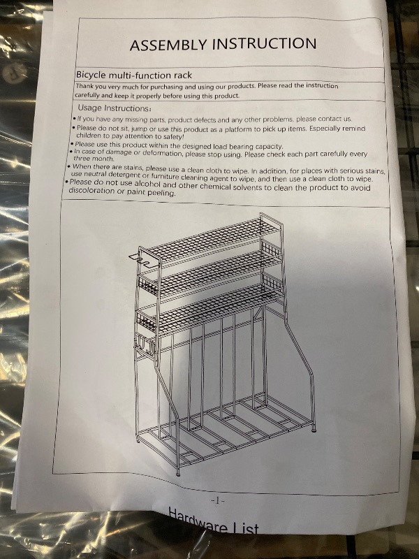 Photo 1 of 4 Bike Stand, Bike Rack Garage with 3-Tier Storage Rack, Bicycle Stand for Garage Organizer, Indoor Sporting Gear Storage Station for Mountain/Road/Hybrid & Fat Tire Bike, Patent Pending
