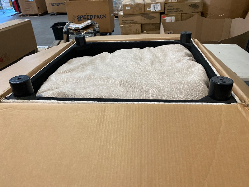 Photo 1 of 27.5'' Square Upholstered Ottoman for L/U Shaped Chenille Modular Sofa Beige