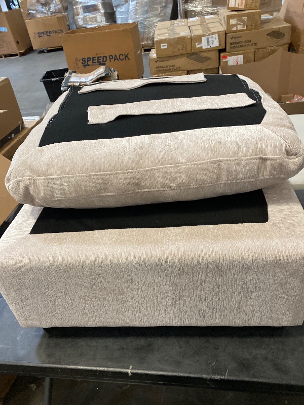Photo 1 of 27.5'' Square Upholstered Ottoman for L/U Shaped Chenille Modular Sofa Beige