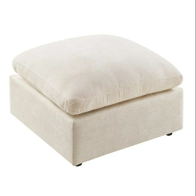 Photo 1 of 27.5'' Square Upholstered Ottoman for L/U Shaped Chenille Modular Sofa Beige