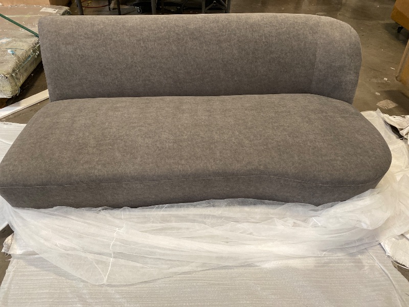 Photo 1 of 66" Modern High-Resilience Lamb Fleece Sectional Sofa With 3 Pillows Grey 