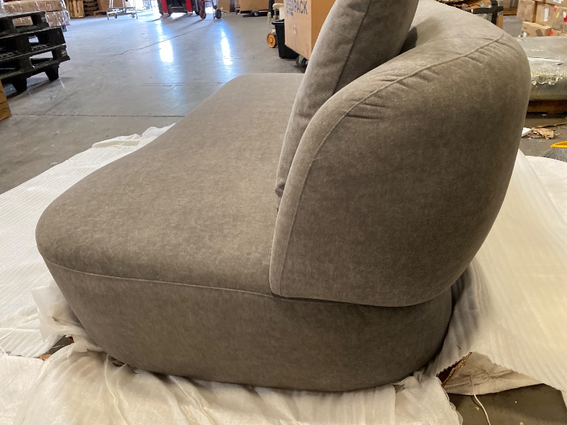 Photo 1 of 66" Modern High-Resilience Lamb Fleece Sectional Sofa With 3 Pillows Grey 
