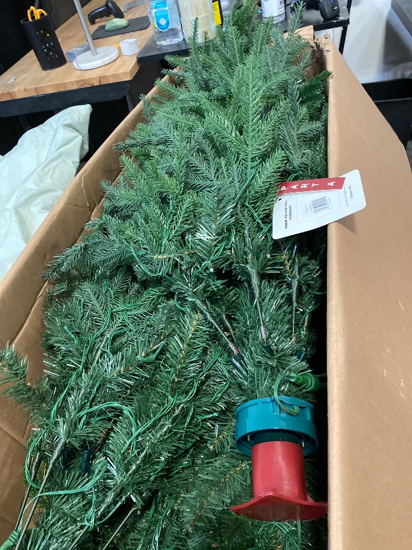 Photo 1 of Partial Set Box A - Mid To Top Only 15 Ft. Pre-Lit Green Slim Fir Artificial Christmas Tree with 1500 Warm White/Multi-color LED Lights