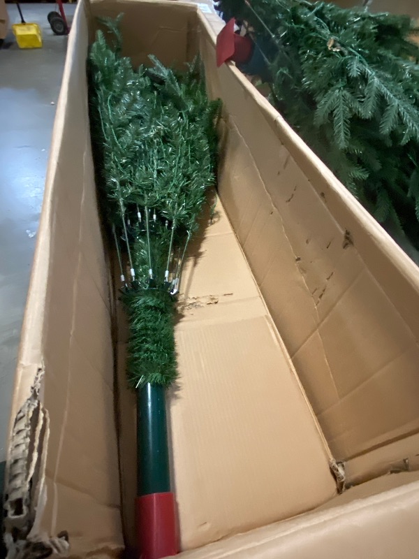 Photo 1 of Partial Set Box A - Mid To Top Only 15 Ft. Pre-Lit Green Slim Fir Artificial Christmas Tree with 1500 Warm White/Multi-color LED Lights