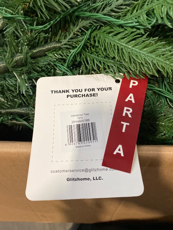 Photo 1 of Partial Set Box A - Mid To Top Only 15 Ft. Pre-Lit Green Slim Fir Artificial Christmas Tree with 1500 Warm White/Multi-color LED Lights
