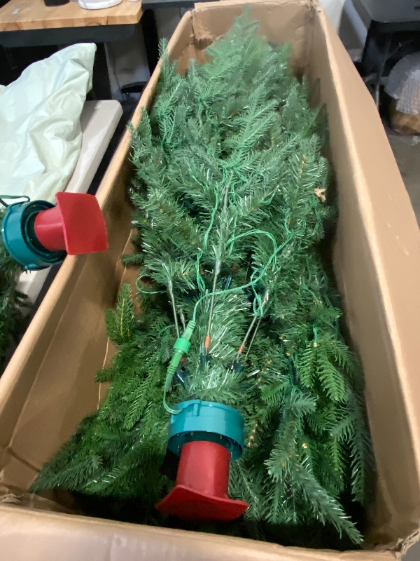 Photo 1 of Partial Set Box A - Mid To Top Only 15 Ft. Pre-Lit Green Slim Fir Artificial Christmas Tree with 1500 Warm White/Multi-color LED Lights