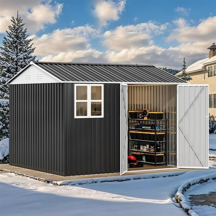 Photo 1 of Partial Set Box 1- Frame and Wall Paneling -YitaHome 8 x 10 ft Metal Garage Shed with Sloped Roof & Window FTPLSS-4126